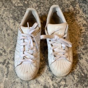 Used all white superstar adidas sneakers